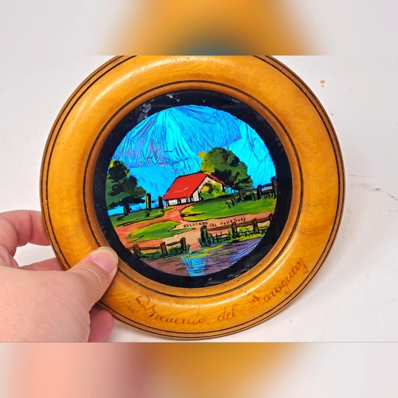 Vintage Village Scenes From Paraguay With Butterfly Wings As Background - Picture 2 of 8